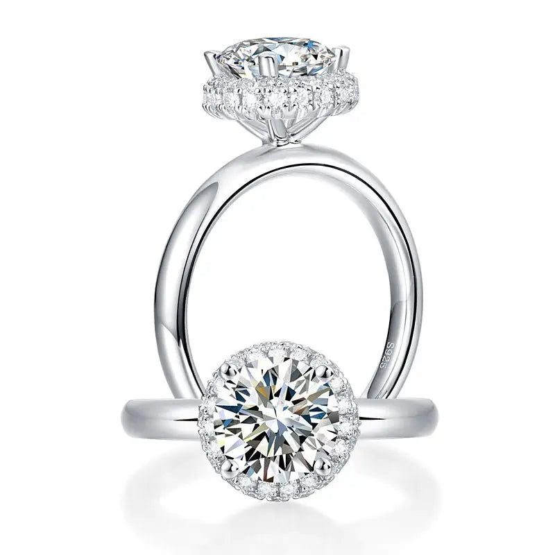 1.5 Carat Moissanite Diamond Ring Halo 925 Sterling Silver Wedding Engagement Ring limanilondon