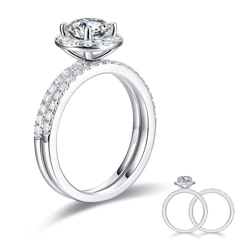 Moissanite diamond halo ring