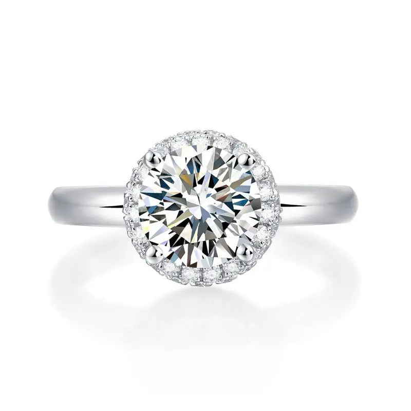 1.5 Carat Moissanite Diamond Ring Halo 925 Sterling Silver Wedding Engagement Ring limanilondon