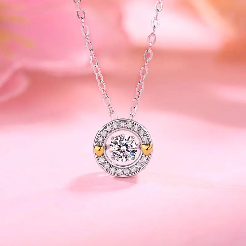 1 Carat Moissanite Diamond Dancing Stone Necklace 925 Sterling Silver limanilondon