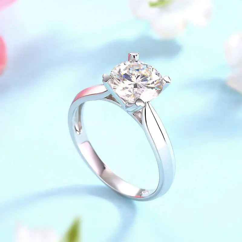 1.5 Carat Heart Moissanite Ring | Sterling Silver Prong Setting