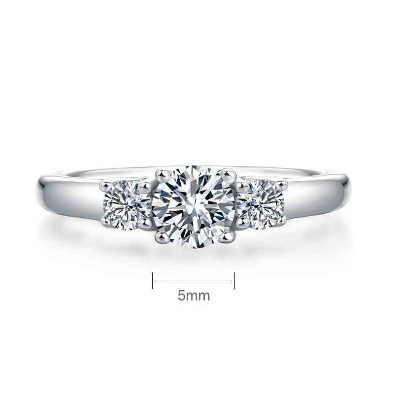 Three Stone Moissanite Wedding Band | Sterling Silver