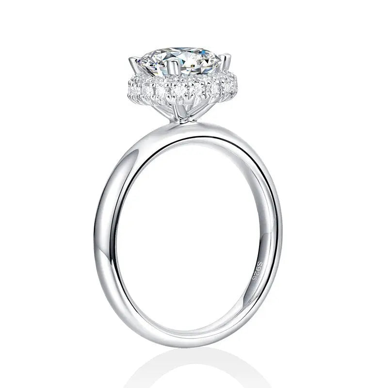 1.5 Carat Moissanite Diamond Ring Halo 925 Sterling Silver Wedding Engagement Ring limanilondon