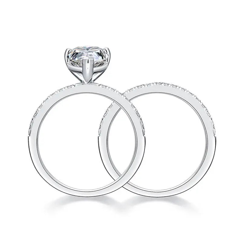 2 Carat Pear Cut Moissanite Diamond Ring Set (1 pcs / 2 pcs) 925 Sterling Silver limanilondon