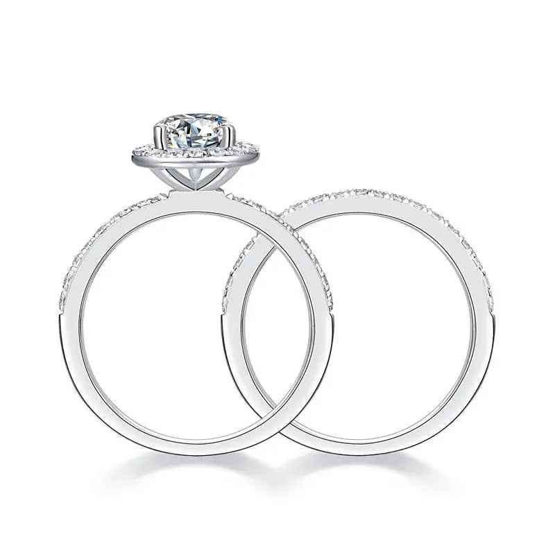 1 Carat Heart Moissanite Ring Set | Sterling Silver
