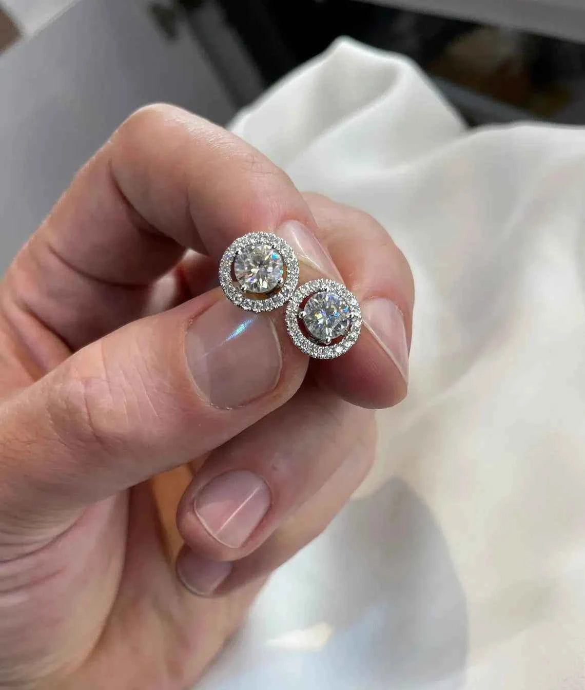1 Carat Moissanite Stud Earrings | 4 Claw Setting | Sterling Silver