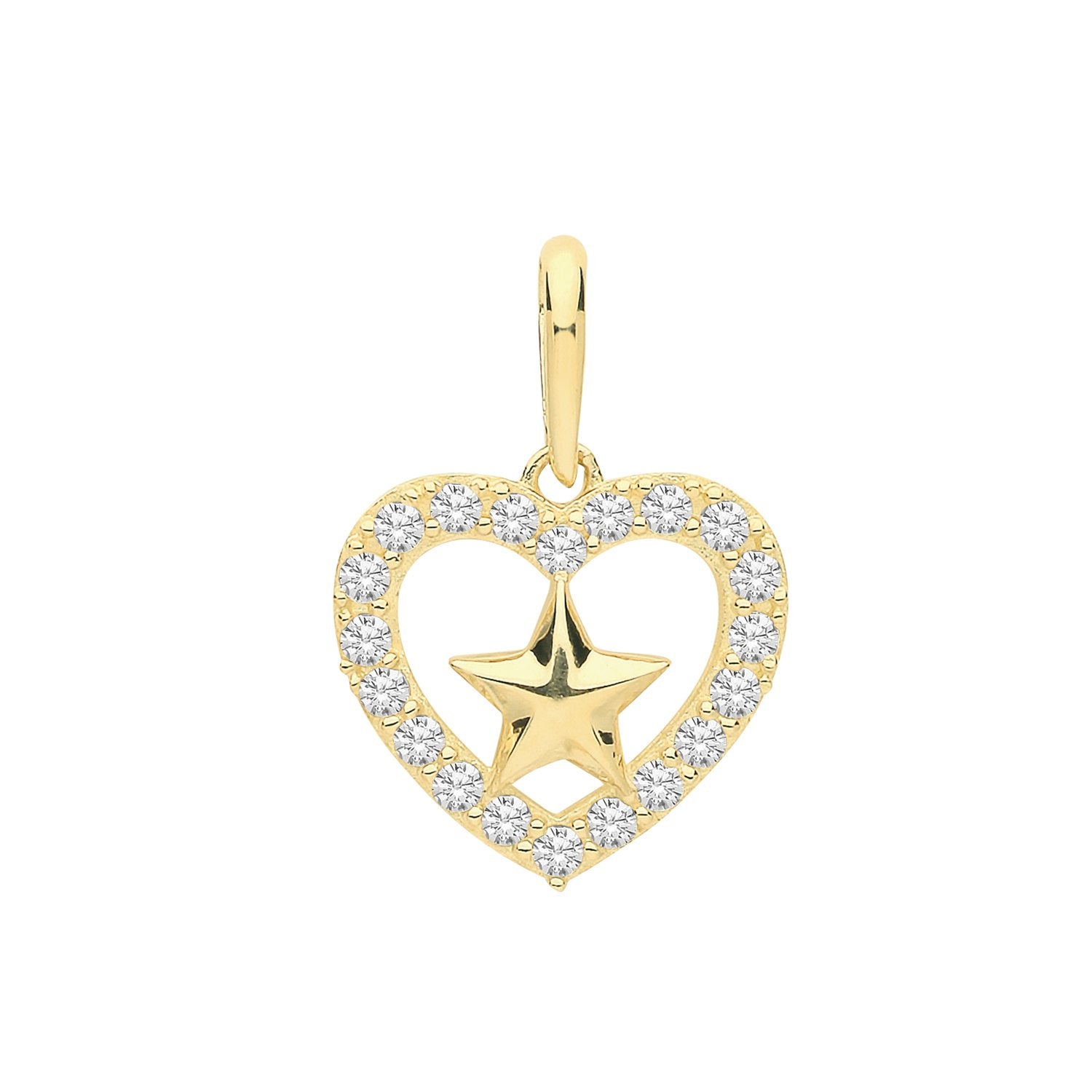 CZ Heart & Star Charm