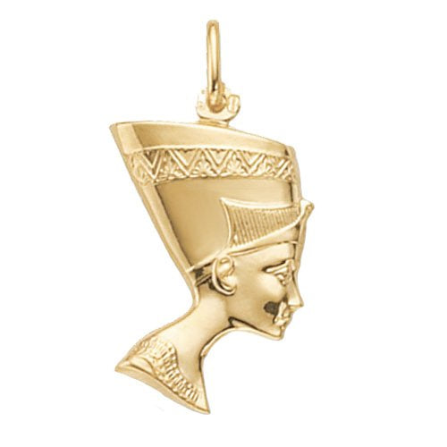 Genuine 9ct Yellow Gold Nefertiti Pendant with Rolo Chain Necklace