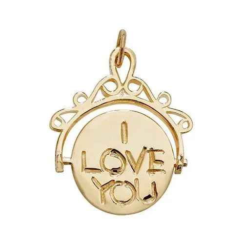 Genuine 9ct Yellow Gold I Love You Spinning Pendant with Rolo Chain Necklace