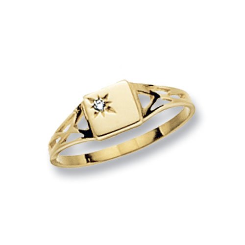 Genuine 9ct Yellow Gold Maidens Signet Square CZ Ring