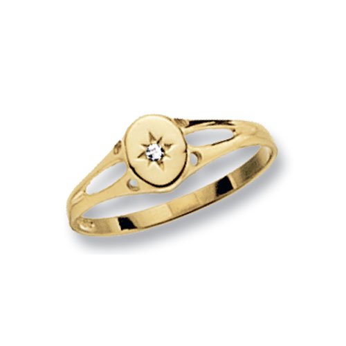 Genuine 9ct Yellow Gold Maidens Signet Oval CZ Ring