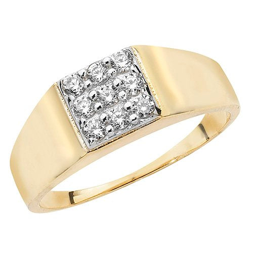 Genuine 9ct Yellow Gold Babies Square CZ Ring