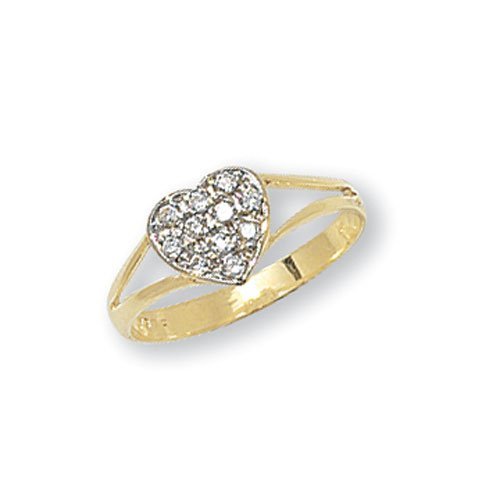 Genuine 9ct Yellow Gold Babies Heart CZ Ring
