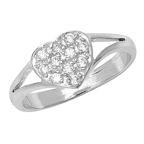 Genuine 9ct White Gold Babies Heart CZ Ring