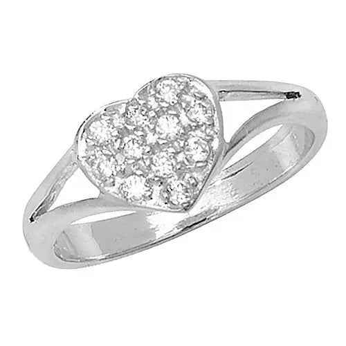 Genuine 9ct White Gold Babies Heart CZ Ring