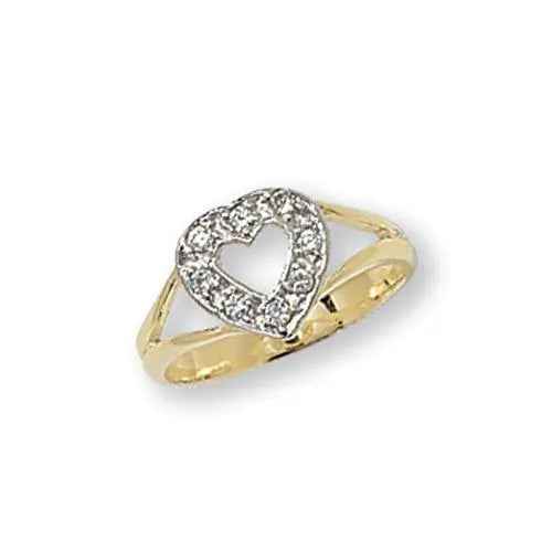 Genuine 9ct Yellow Gold Babies Cut Out Heart CZ Ring