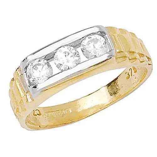 Genuine 9ct Yellow Gold Babies 3 Stone CZ Ring