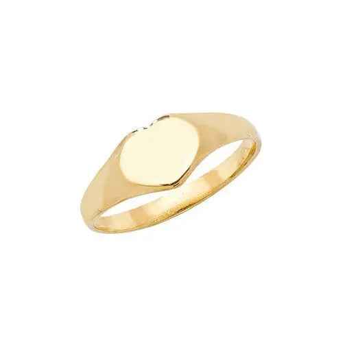 Genuine 9ct Yellow Gold Babies Plain Heart Signet Ring - Gift Boxed