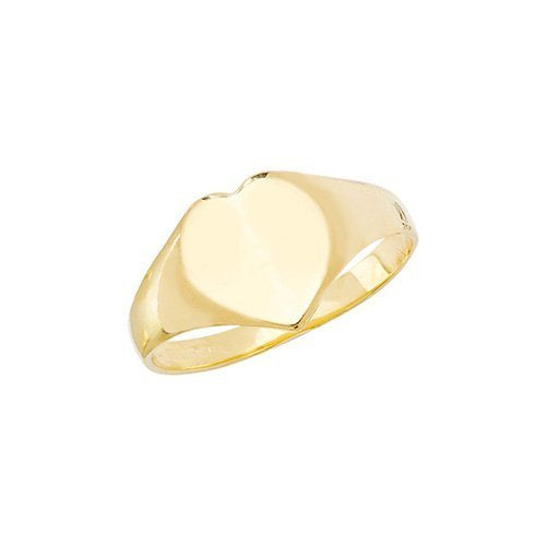 Genuine 9ct Yellow Gold Maidens Plain Heart Signet Ring