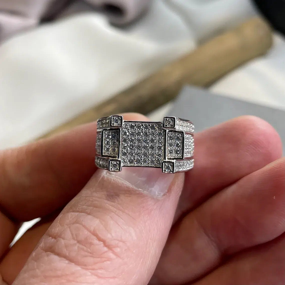 Sterling Silver 925 Men's Pinky Ring with CZ Decoration