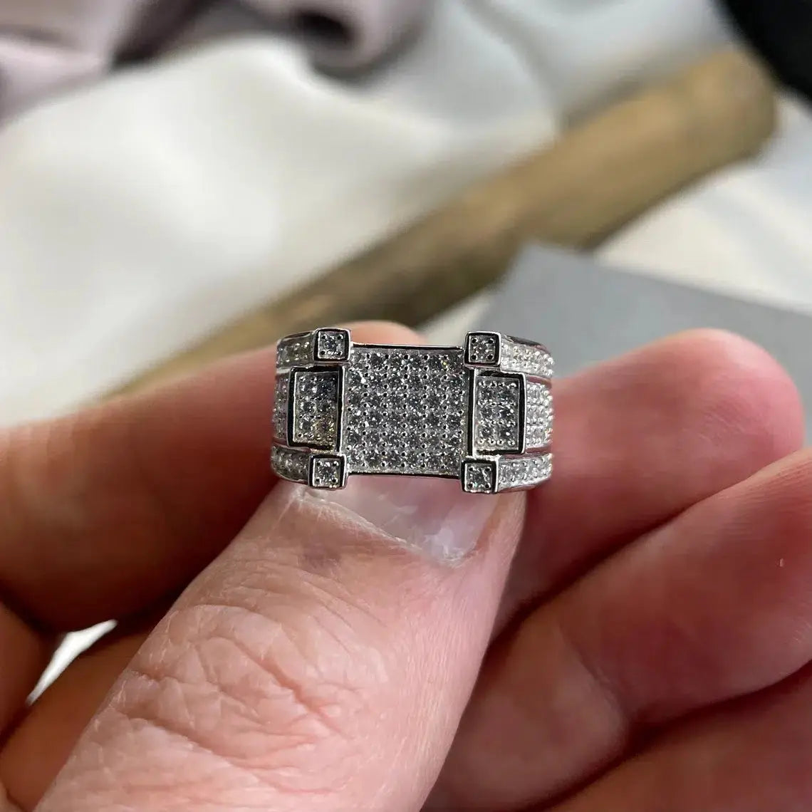 Sterling Silver 925 Men's Pinky Ring with CZ Decoration limanilondon