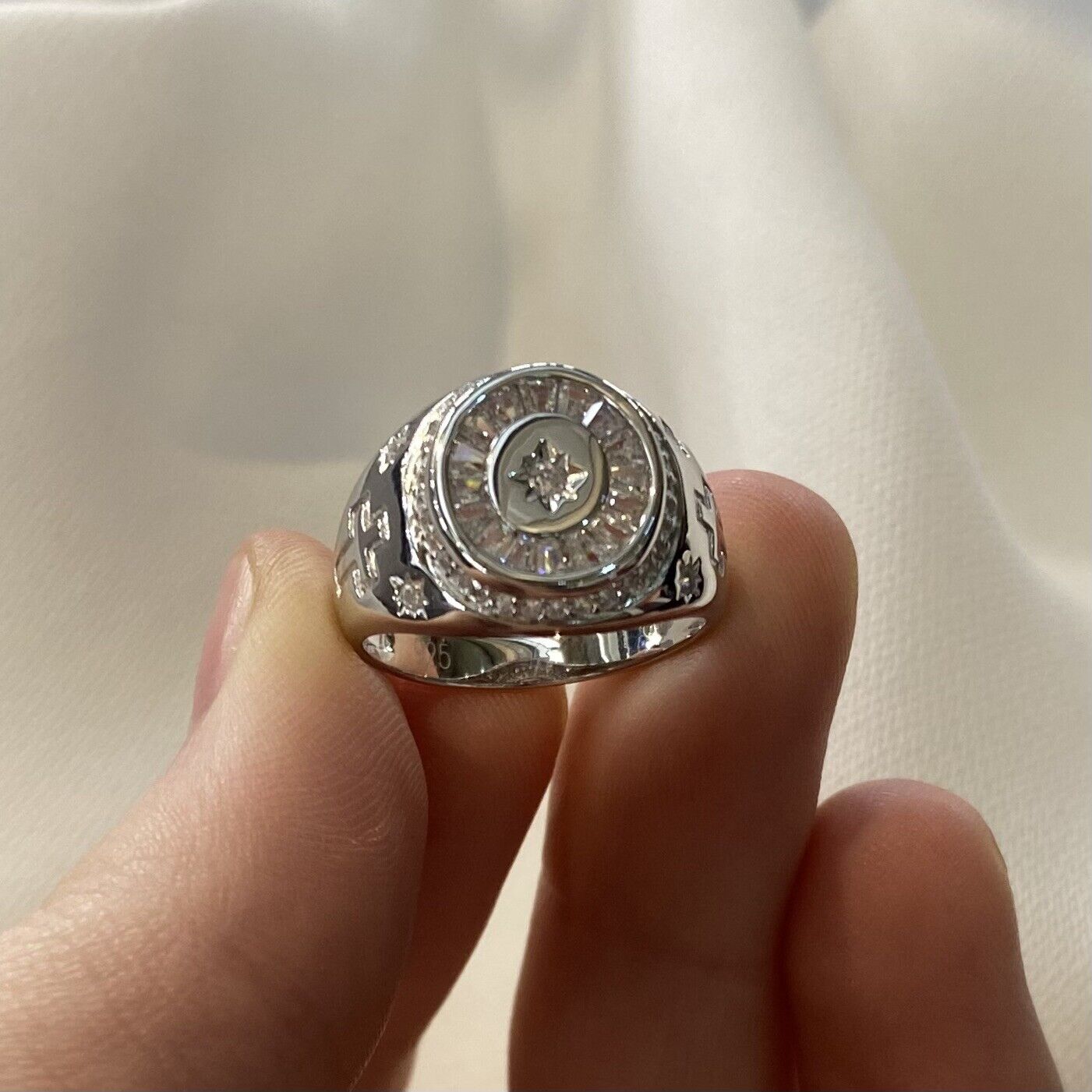 Stunning Sterling Silver Men Pinky Ring Unisex CZ Signet Ring - Gift Boxed