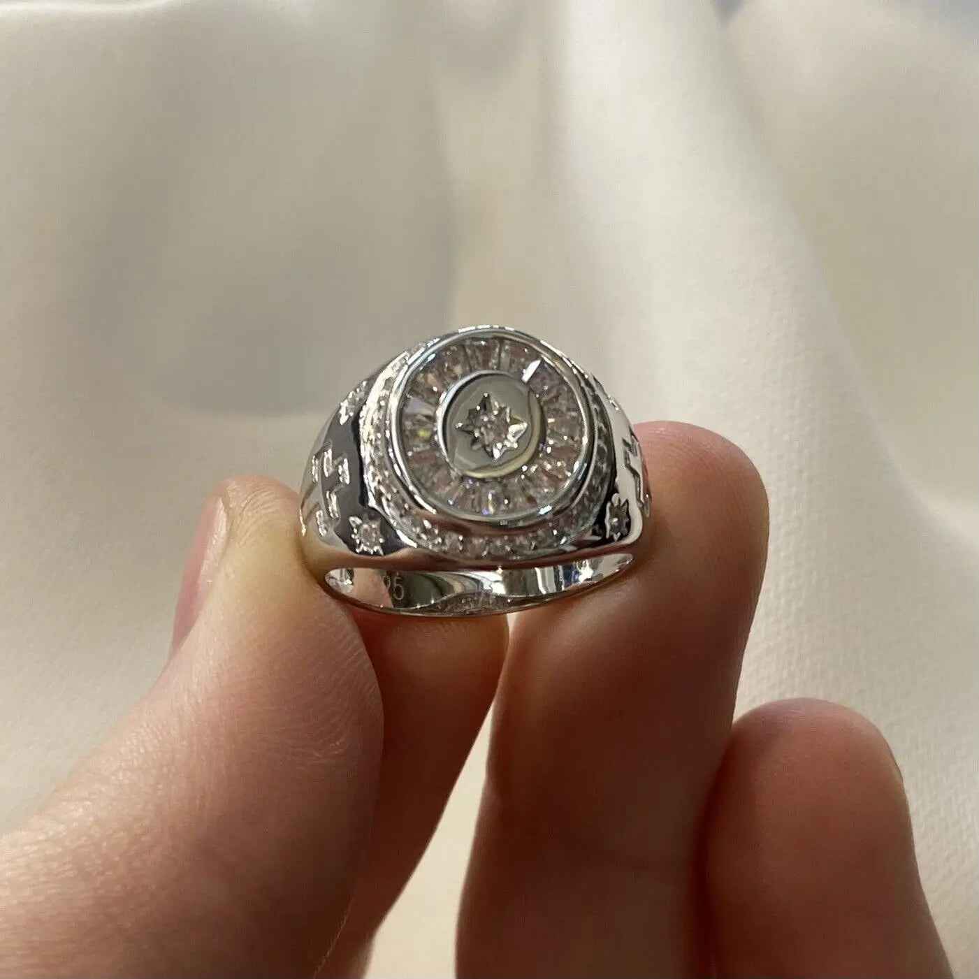 Stunning Sterling Silver Men Pinky Ring Unisex CZ Signet Ring - Gift Boxed