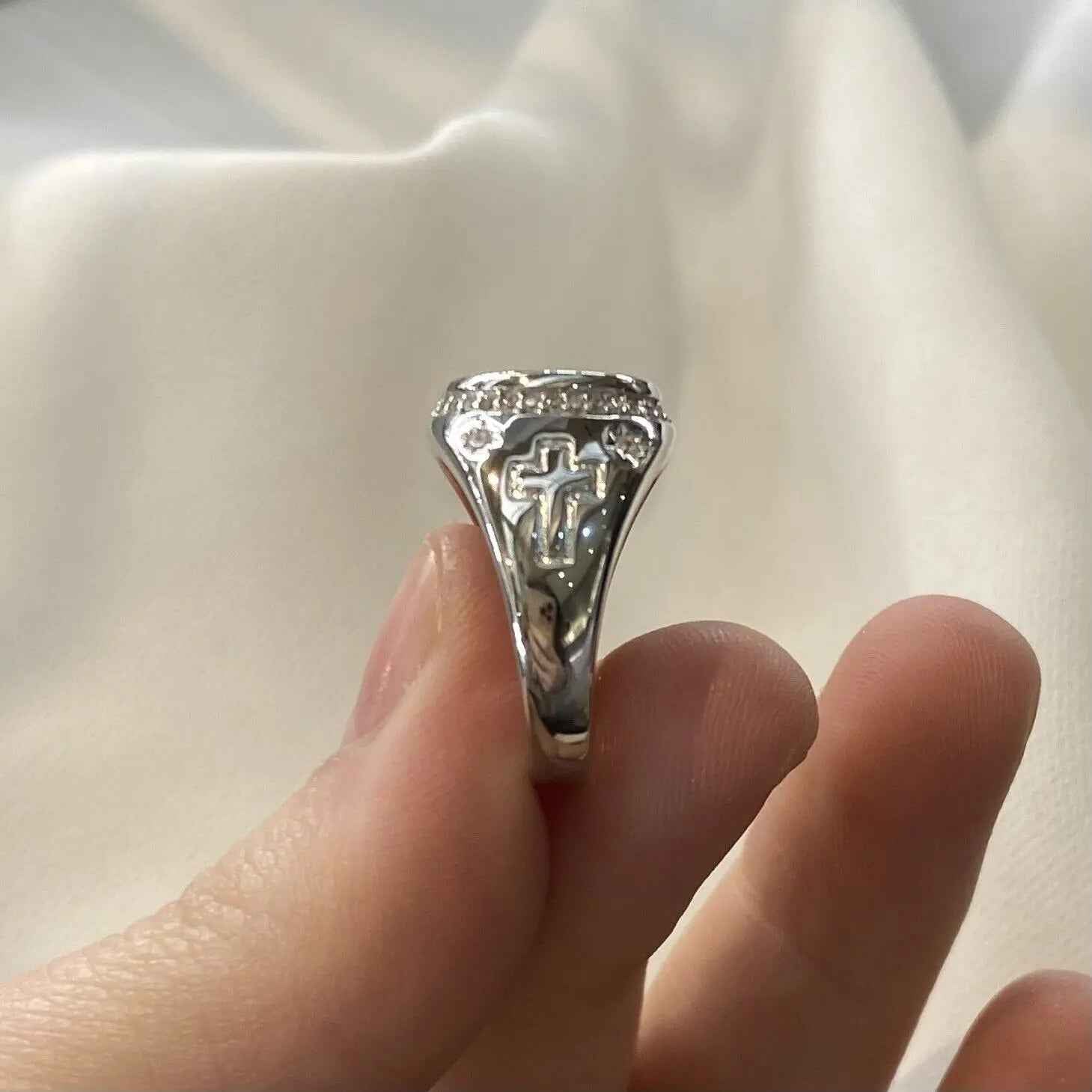 Stunning Sterling Silver Men Pinky Ring Unisex CZ Signet Ring - Gift Boxed