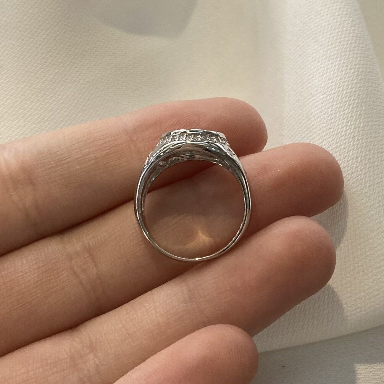 Stunning Sterling Silver Men Pinky Ring Unisex CZ Signet Ring - Gift Boxed