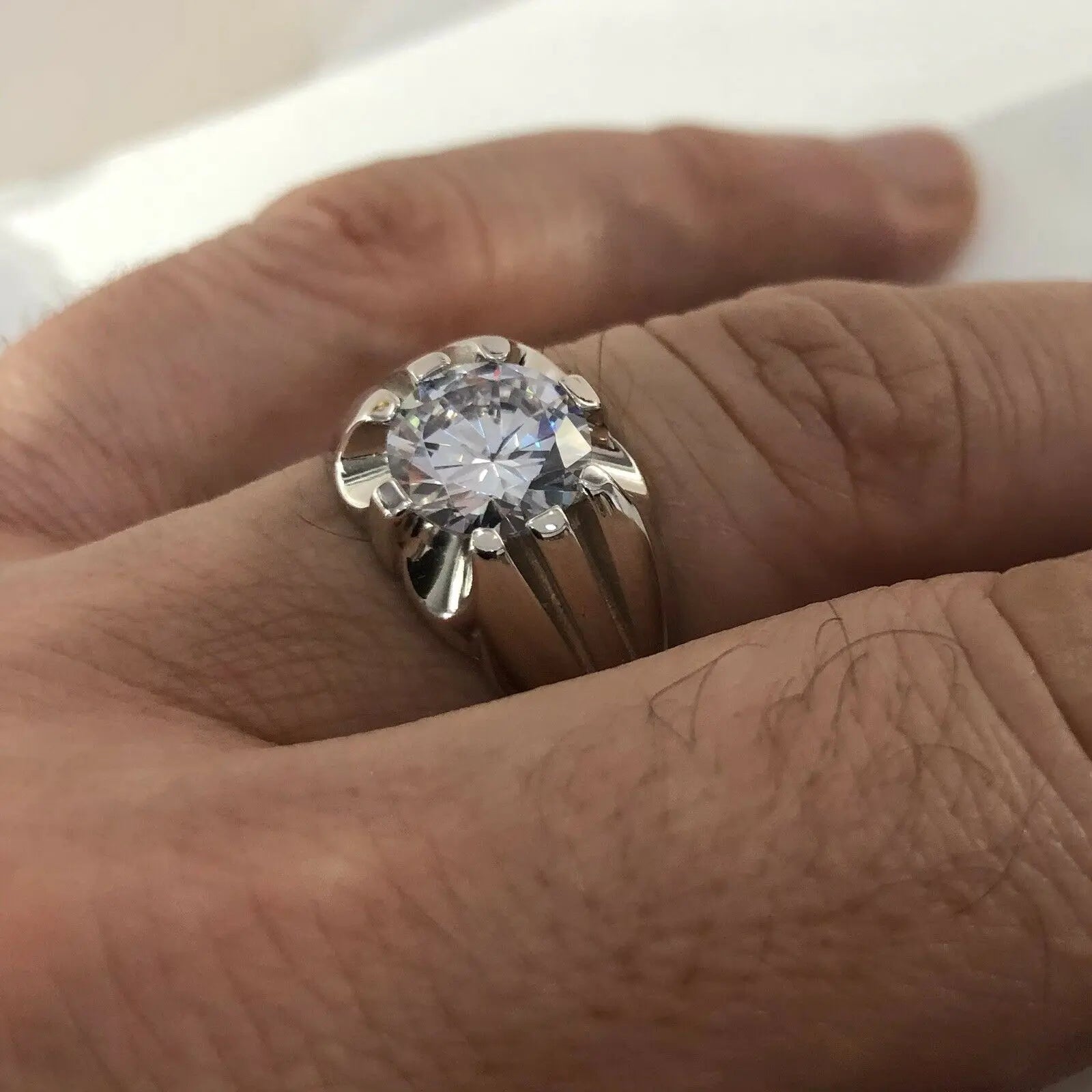 Sterling Silver 925 Men's Single Stone Set Cz Ring 7.40 Grams Gift boxed Ring limanilondon
