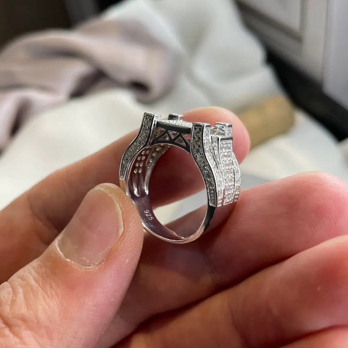 Sterling Silver 925 Men's Pinky Ring with CZ Decoration