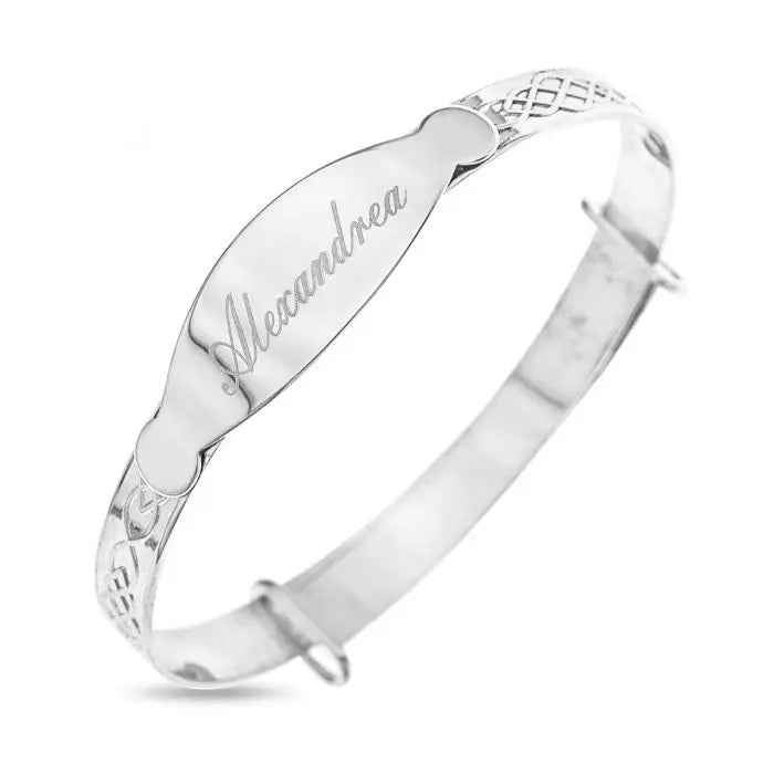 Sterling Silver Celtic ID Plate Bangle limanilondon