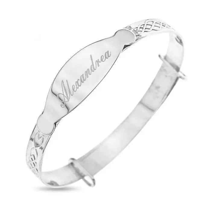 Sterling Silver Celtic ID Plate Bangle