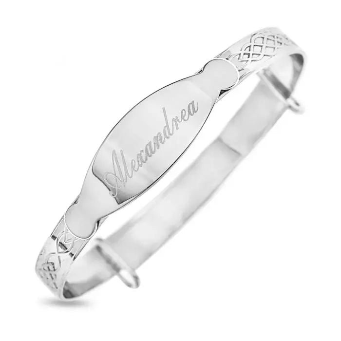 Sterling Silver Celtic ID Plate Bangle limanilondon