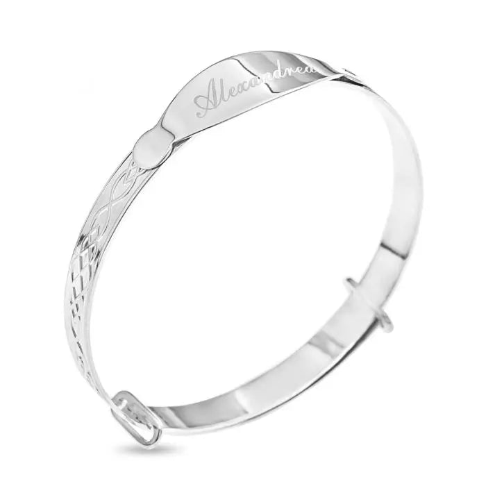 Sterling Silver Celtic ID Plate Bangle limanilondon
