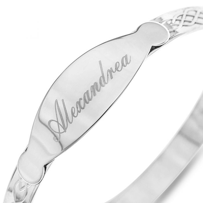 Sterling Silver Celtic ID Plate Bangle