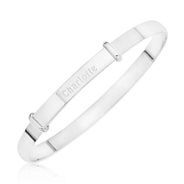 925 Sterling Silver Personalized Guardian Angel Expanding Bangle