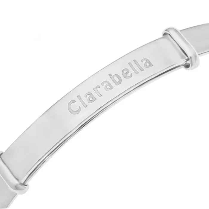925 Sterling Silver Personalized Guardian Angel Expanding Bangle