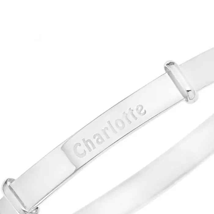 925 Sterling Silver Personalized Guardian Angel Expanding Bangle