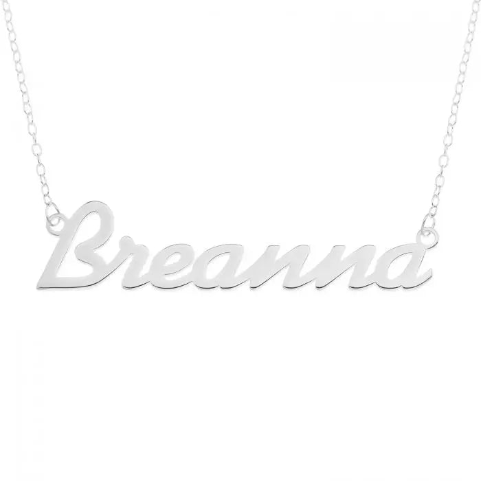 Sterling Silver Personalized Large Size Name Plate Necklace On 18" Trace Chain limanilondon