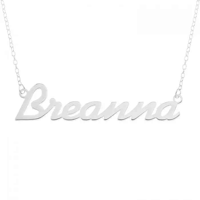 Sterling Silver Personalized Large Size Name Plate Necklace On 18" Trace Chain