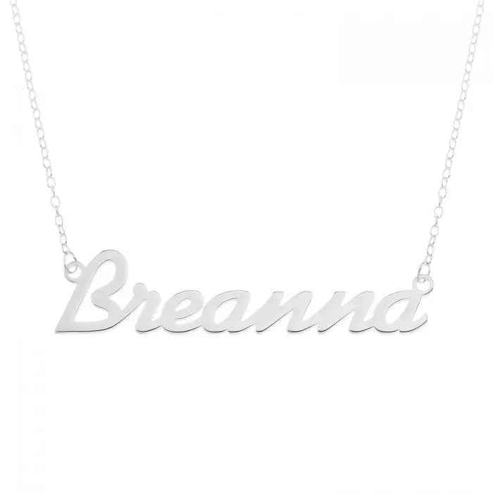 Sterling Silver Personalized Large Size Name Plate Necklace On 18" Trace Chain
