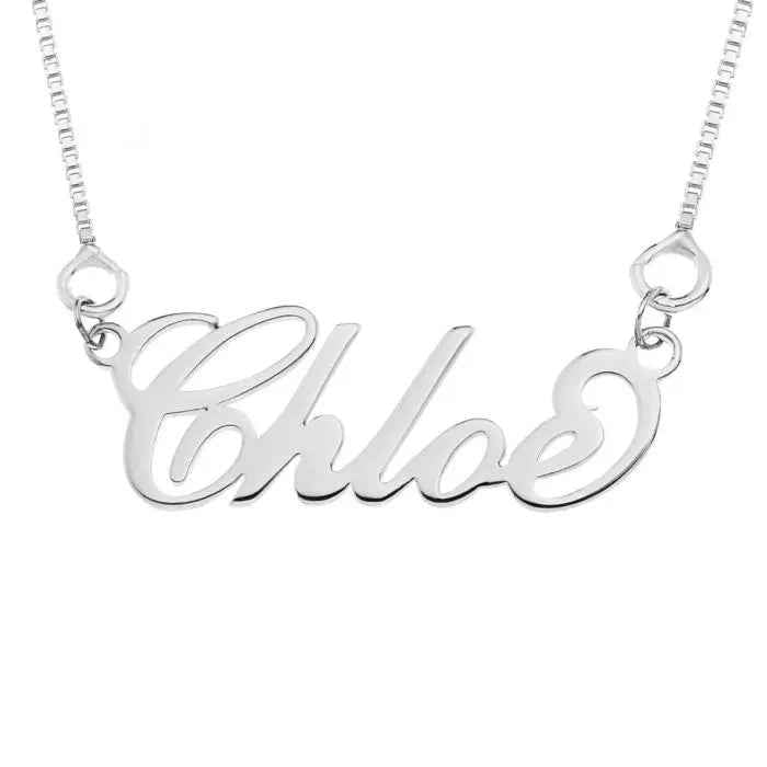 Sterling Silver Personalized Name Necklace up to 10 letters On 18" Box Chain