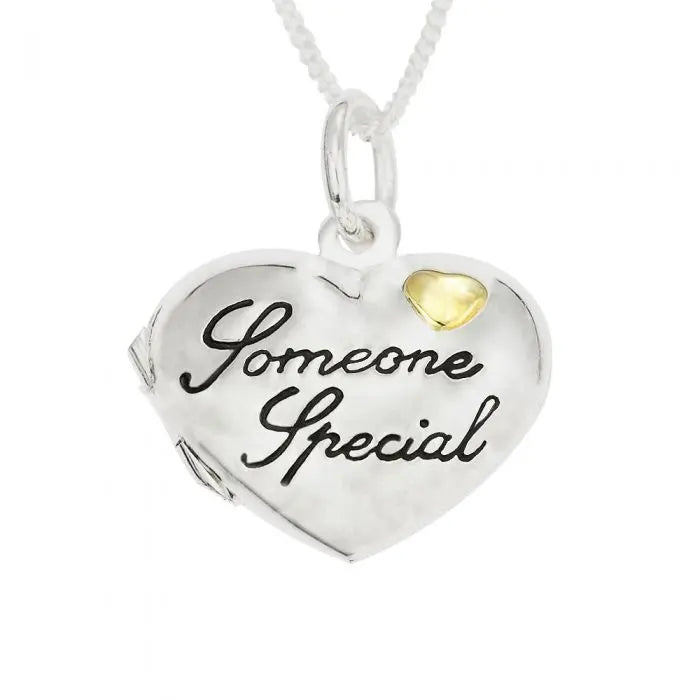 Silver Personalized Someone Special Heart Locket on 18"Curb Chain limanilondon