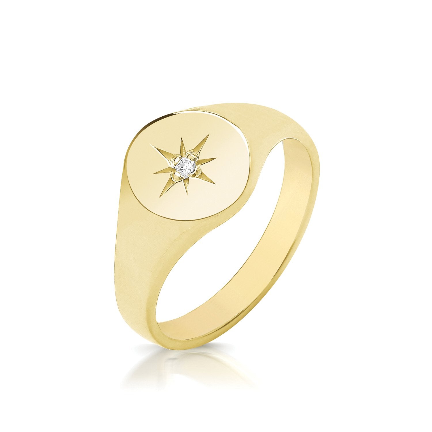 Genuine 9ct Yellow Gold 10X8mm Medium Weight Oval Dia Signet Ring