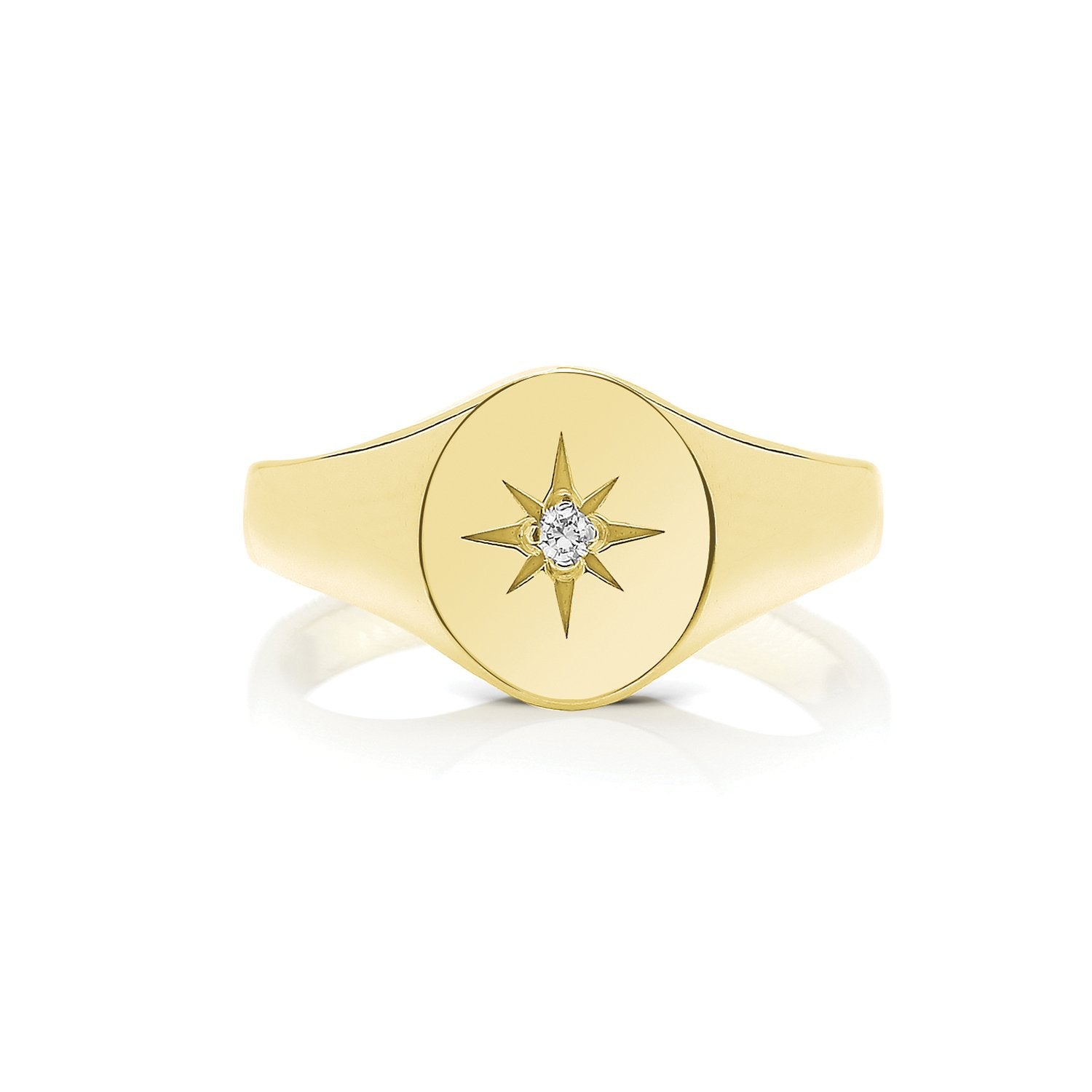 Genuine 9ct Yellow Gold 10X8mm Medium Weight Oval Dia Signet Ring