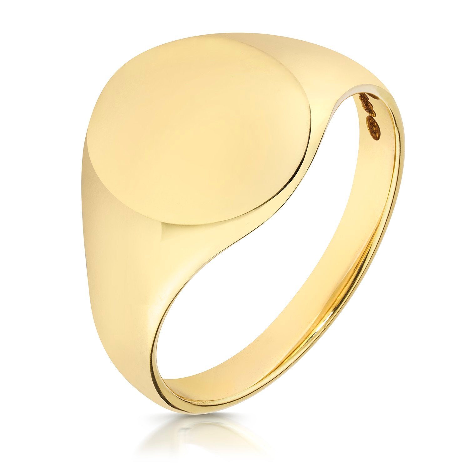 Genuine 9ct Yellow Gold 14x12mm Light Weight Oval Signet Ring