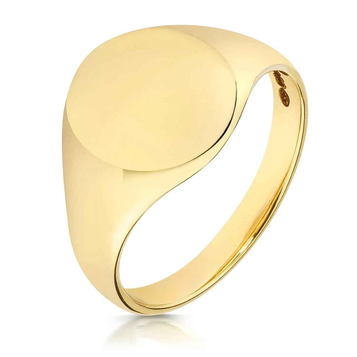 Genuine 9ct Yellow Gold 14x12mm Light Weight Oval Signet Ring