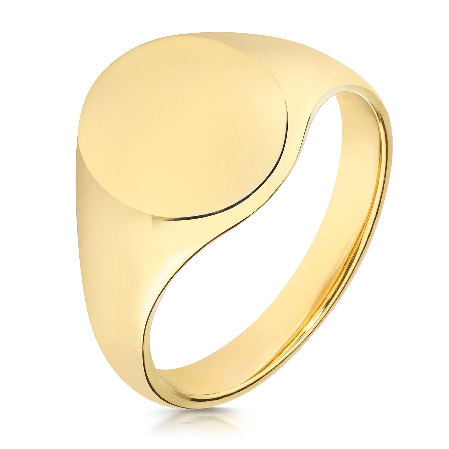 Genuine 9ct Yellow Gold 14x12mm Medium Weight Oval Signet Ring