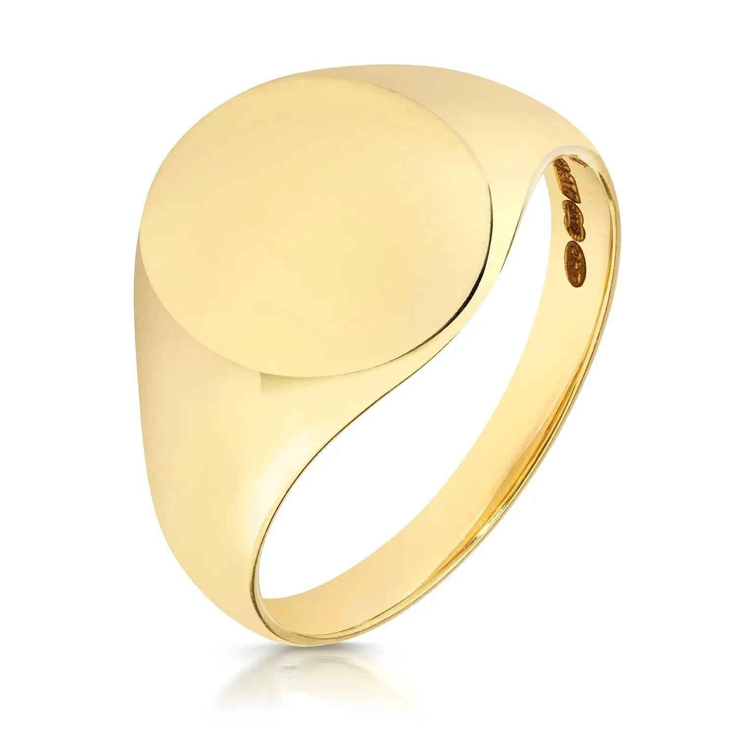 Genuine 9ct Yellow Gold 14x12mm Ultra Light Weight Oval Signet Ring
